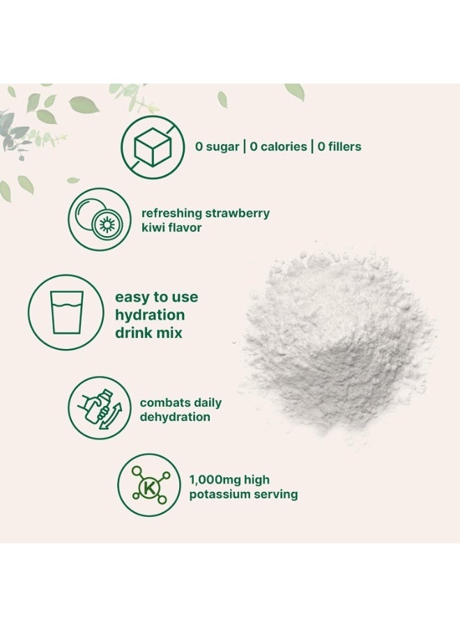 مايكرو إنجريدينس مسحوق إلكتروليت ترطيب من Micro Ingredients عالي البوتاسيوم (1,000 مجم) خالٍ من السكر بنكهة الفراولة والكيوي - 2 رطل (907 جم) - Image 3