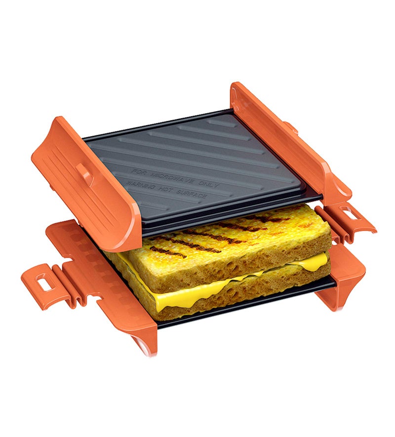 Microwave Sandwich Maker  Panini Press Sandwich Maker  Microwave Grill Tray Crisper  Grill Fast and Dishwasher Safe