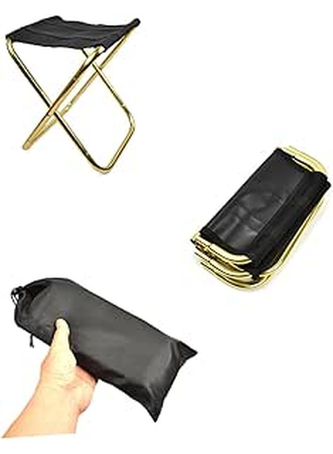 Portable Folding Stool For Camping Fishing Travel Lightweight Chair Black Golden - Image 1
