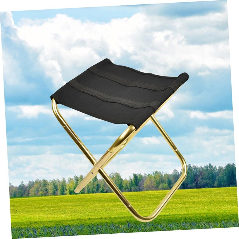 Portable Folding Stool For Camping Fishing Travel Lightweight Chair Black Golden - Image 5