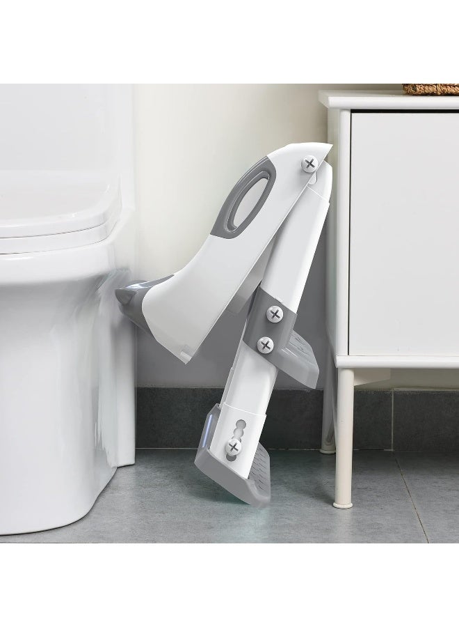 SKYROKU كرسي تدريب الأطفال على المرحاض SKYROKU مع سلم خطوة، كرسي مرحاض للأطفال والأولاد والبنات، واقي رذاذ ومقابض أمان (رمادي) - Image 4