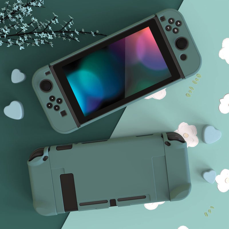 eXtremeRate PlayVital Back Cover for Nintendo Switch Console, Separable Protector Hard Shell for NS Joycon,Dockable Protective Case for Nintendo Switch - Hunter Green (NOT for Switch 2) - Image 3