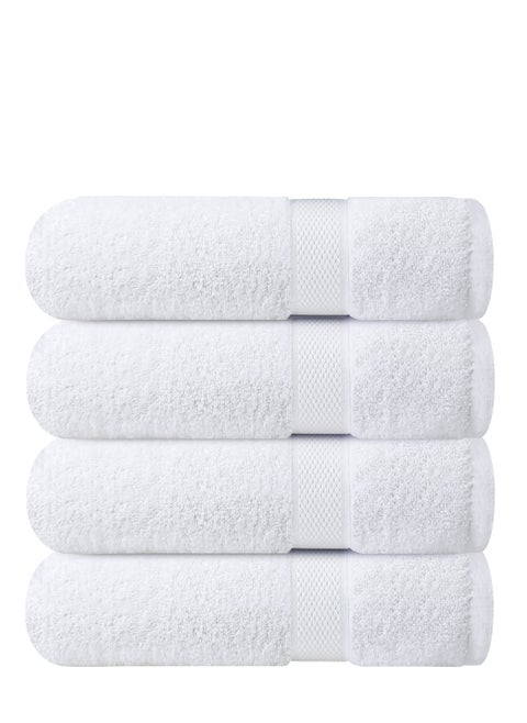 Infinitee Xclusives Pack 4 Bath towel Set Premium Towels Set White 100% Ring Spun Cotton Towels - White Bath Towels 70 x 140 cm - Soft Feel, Quick Dry, Highly Absorbent Durable Towels, Perfect for Daily Use