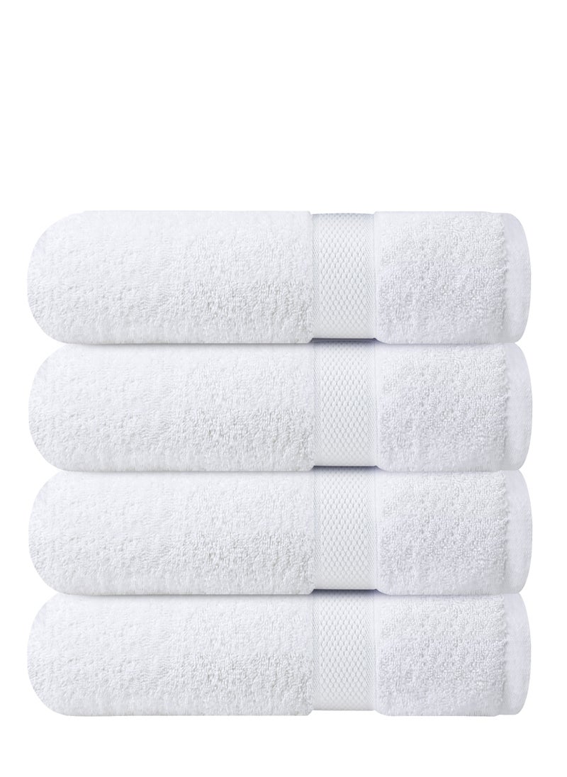 Infinitee Xclusives - Infinitee Xclusives Pack 4 Bath towel Set Premium Towels Set White 100% Ring Spun Cotton Towels - White Bath Towels 70 x 140 cm - Soft Feel, Quick Dry, Highly Absorbent Durable Towels, Perfect for Daily Use - Image 1