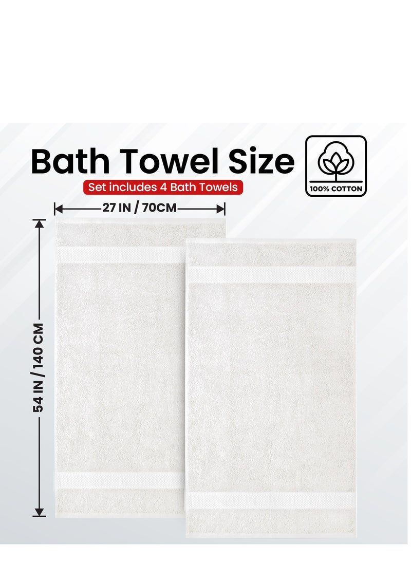 Infinitee Xclusives - Infinitee Xclusives Pack 4 Bath towel Set Premium Towels Set White 100% Ring Spun Cotton Towels - White Bath Towels 70 x 140 cm - Soft Feel, Quick Dry, Highly Absorbent Durable Towels, Perfect for Daily Use - Image 1