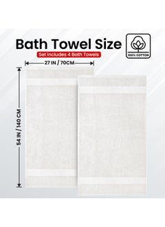 Infinitee Xclusives Infinitee Xclusives Pack 4 Bath towel Set Premium Towels Set White 100% Ring Spun Cotton Towels - White Bath Towels 70 x 140 cm - Soft Feel, Quick Dry, Highly Absorbent Durable Towels, Perfect for Daily Use  - Image 4
