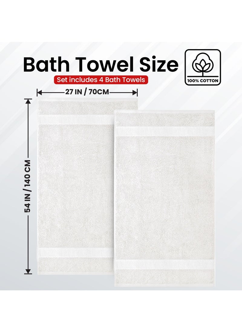 Infinitee Xclusives - Infinitee Xclusives Pack 4 Bath towel Set Premium Towels Set White 100% Ring Spun Cotton Towels - White Bath Towels 70 x 140 cm - Soft Feel, Quick Dry, Highly Absorbent Durable Towels, Perfect for Daily Use - Image 1