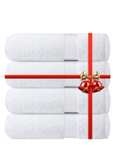 Infinitee Xclusives Infinitee Xclusives Pack 4 Bath towel Set Premium Towels Set White 100% Ring Spun Cotton Towels - White Bath Towels 70 x 140 cm - Soft Feel, Quick Dry, Highly Absorbent Durable Towels, Perfect for Daily Use  - Image 1