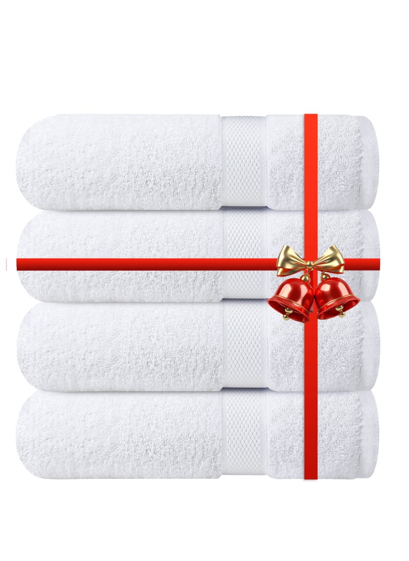 Infinitee Xclusives - Infinitee Xclusives Pack 4 Bath towel Set Premium Towels Set White 100% Ring Spun Cotton Towels - White Bath Towels 70 x 140 cm - Soft Feel, Quick Dry, Highly Absorbent Durable Towels, Perfect for Daily Use - Image 1