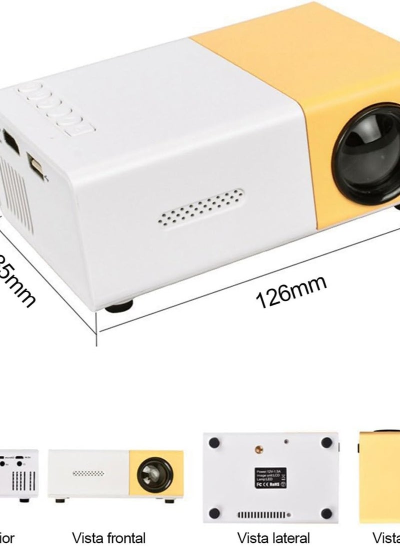 Mini Portable Projector 1080P HD for Mobile Phones Computers Laptops TV Suitable for Family Gatherings Entertainment Yellow, 320 x 240, USB - Image 5