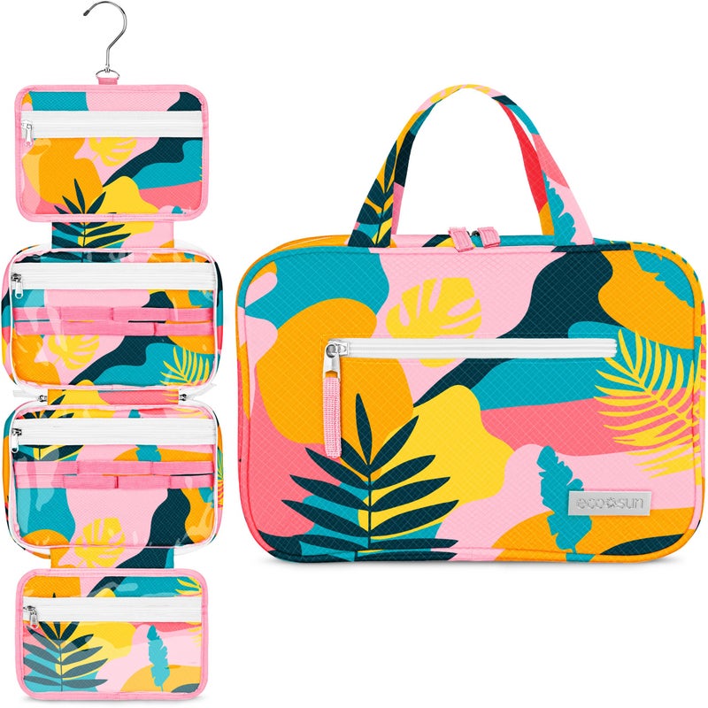 Eco Sun Hanging Travel Toiletry Bag Designed in Hawaii Waterresistant Travel Organizer for Bathroom Accessories Tropical Vacay - Image 2