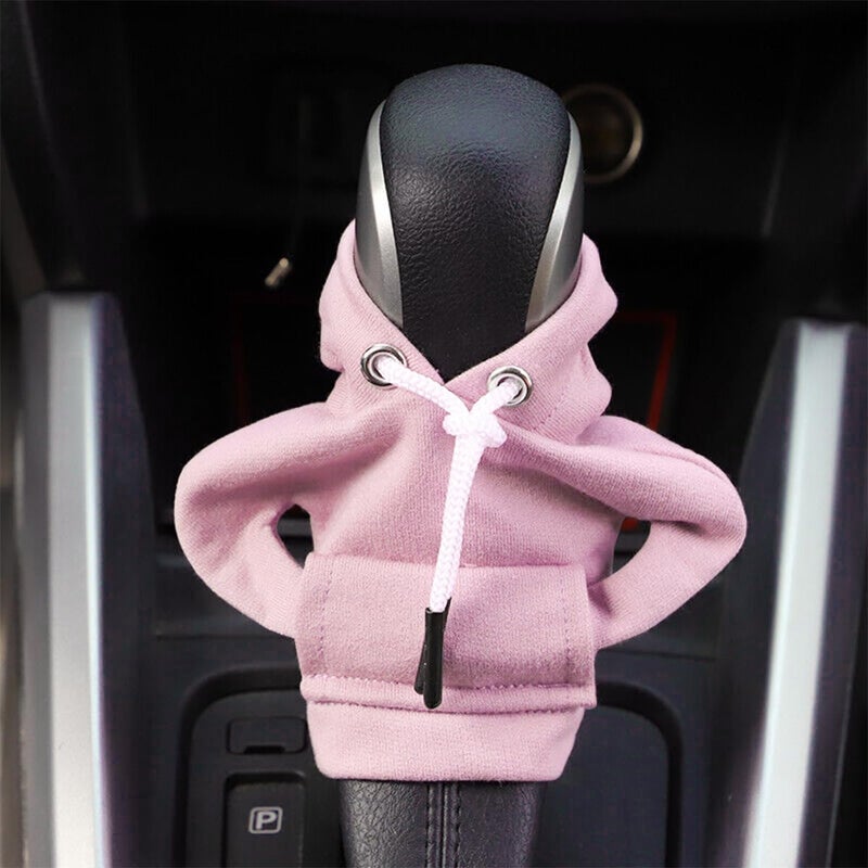 BELOMI Car Gear Shift Cover, Fashionable Hoodie Automotive Gear Shift Knob Protector, Mini Sweater Shirt Gear Shift Knob Cover, Universal Car Decor Accessories (Pink) - Image 5