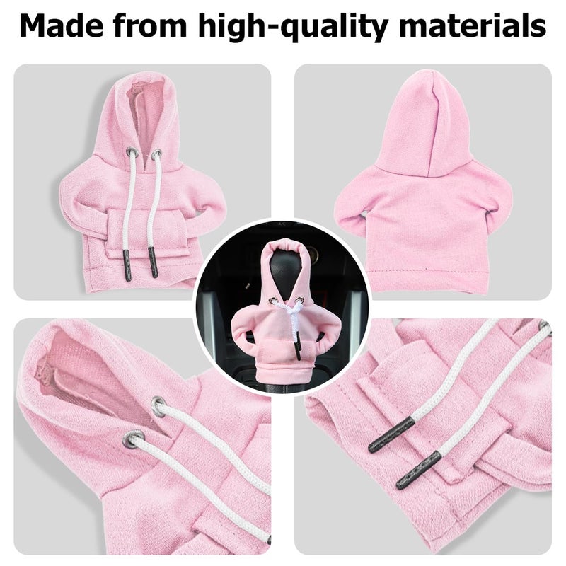 BELOMI Car Gear Shift Cover, Fashionable Hoodie Automotive Gear Shift Knob Protector, Mini Sweater Shirt Gear Shift Knob Cover, Universal Car Decor Accessories (Pink) - Image 3