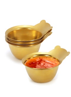 Excefore Stainless Steel Sauce Dish, 4 Pcs Seasoning Dishes, Gold Bowl, Premium Sushi Dipping Bowl Saucers, Metal Ramekins, Dipping Sauce Dish for Ketchup, Soya Sauce, Side Dish, Ice Cream, Fruit - 1.9"  - Image 1