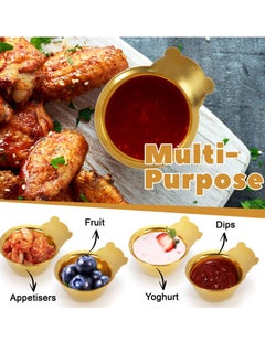 Excefore Stainless Steel Sauce Dish, 4 Pcs Seasoning Dishes, Gold Bowl, Premium Sushi Dipping Bowl Saucers, Metal Ramekins, Dipping Sauce Dish for Ketchup, Soya Sauce, Side Dish, Ice Cream, Fruit - 1.9"  - Image 4