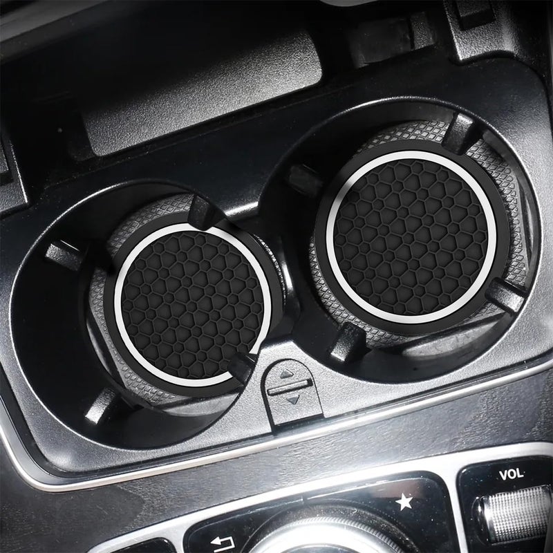 Mandark 4PCS Car Cup Holder Coasters, 2.75 Inch Non-Slip Insert Water Bottle Holder Pads, Dustproof Automotive Interior Accessories Mat, Universal for Vehicles, Trucks, RVs and Moreï¼ˆBlack/Whiteï¼‰ - Image 4