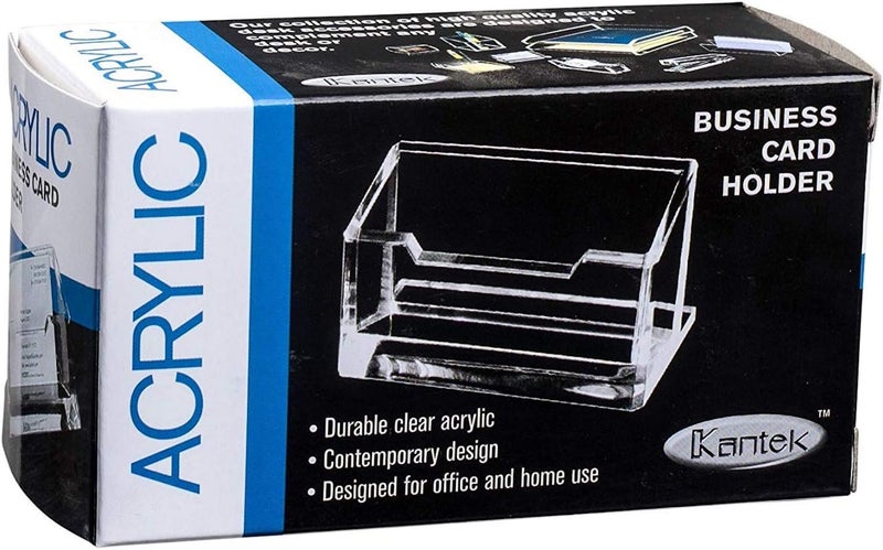 Kantek Clear Acrylic Business Card Holder - Fits 80 Cards, Non-Skid Feet, Elegant Desk Accessory - Image 2