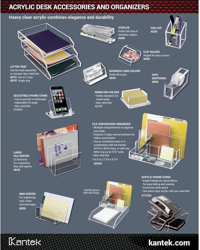 Kantek Clear Acrylic Business Card Holder - Fits 80 Cards, Non-Skid Feet, Elegant Desk Accessory - Image 5