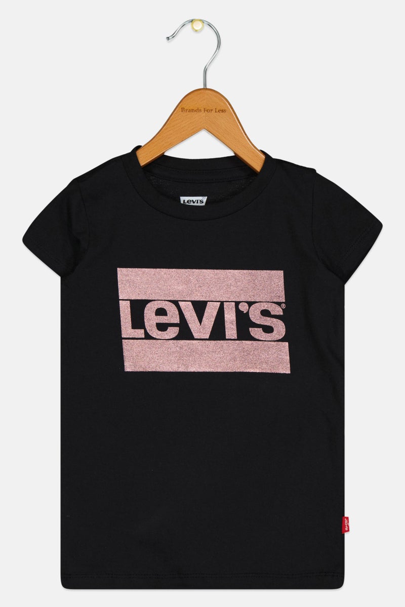 Levi's Toddlers Girl Short Sleeve Brand Logo Top, Black - Image 2