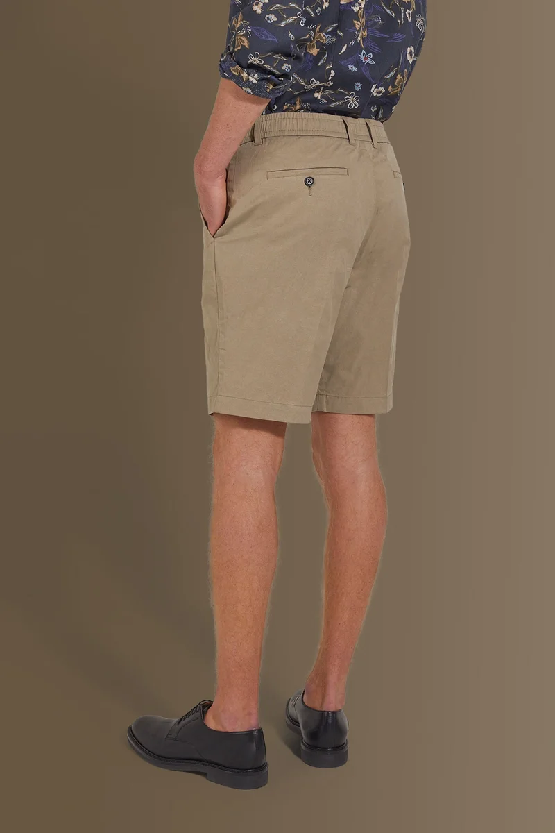 Doppelganger Brown Bermuda with elastic on waist - Beige for Men | Best Price UAE