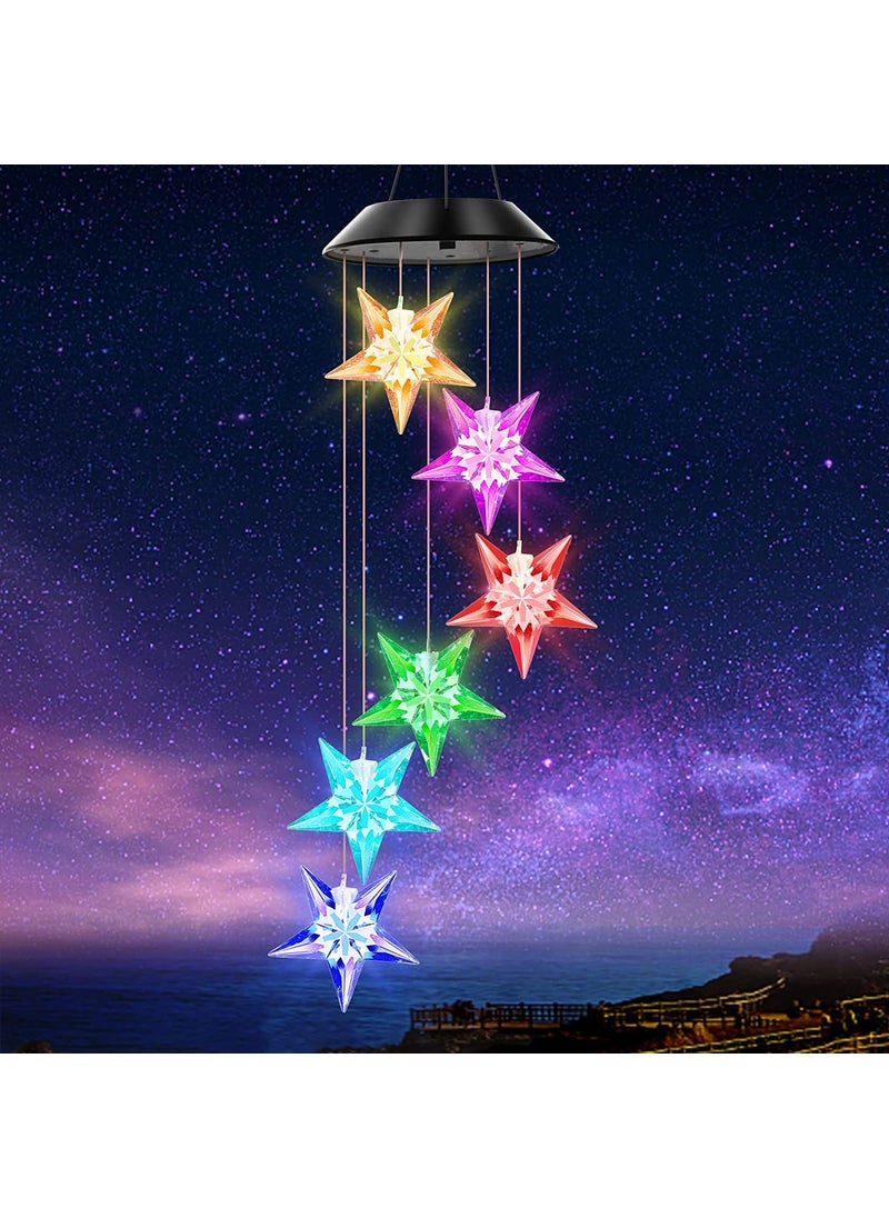 GRACIOUS MART GRACIOUS MART Solar Wind Chimes Colors Changing Lights Best Gifts for Mom Grandma Women Mothers Decorations Windchimes Outdoor Garden Yard Decor Star Light  - Image 5