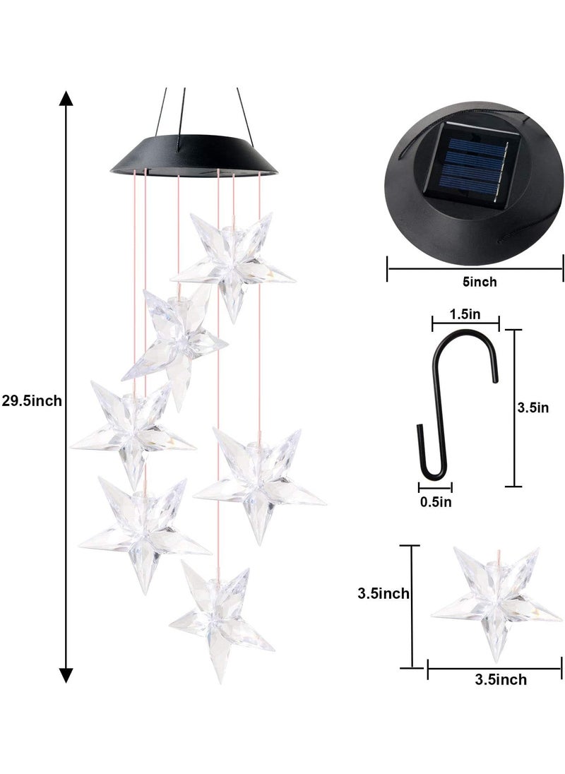 GRACIOUS MART GRACIOUS MART Solar Wind Chimes Colors Changing Lights Best Gifts for Mom Grandma Women Mothers Decorations Windchimes Outdoor Garden Yard Decor Star Light  - Image 3