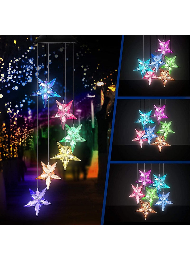 GRACIOUS MART GRACIOUS MART Solar Wind Chimes Colors Changing Lights Best Gifts for Mom Grandma Women Mothers Decorations Windchimes Outdoor Garden Yard Decor Star Light  - Image 2