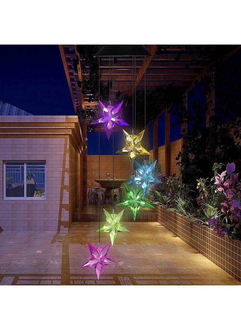 GRACIOUS MART GRACIOUS MART Solar Wind Chimes Colors Changing Lights Best Gifts for Mom Grandma Women Mothers Decorations Windchimes Outdoor Garden Yard Decor Star Light  - Image 4