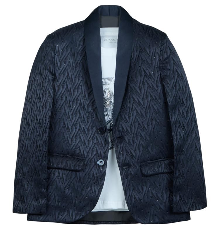 CHARCHIT Boys Regular Fit Embroidered Blazer and T-Shirt in Navy - Image 1