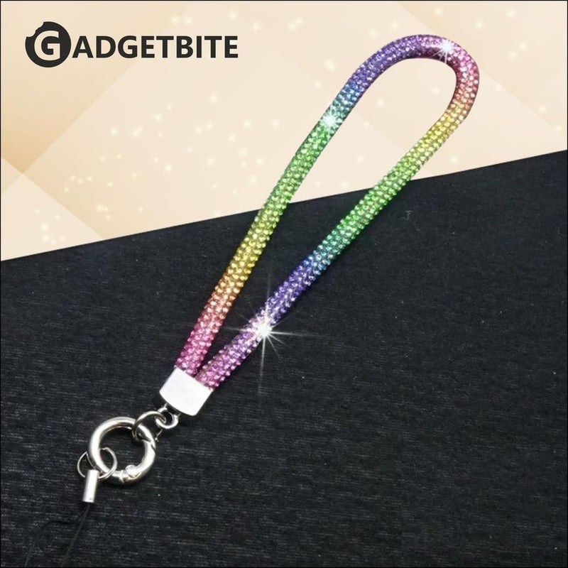 GadgetBite Small Diamond Charm Phone Lanyard: Stylish Cross-Body Mobile Holder Strap, Hands-Free Neck Chain Accessory, Ideal for iPhone & Most Smartphones with Charms for Phone Cases-(Rainbow) - Image 2