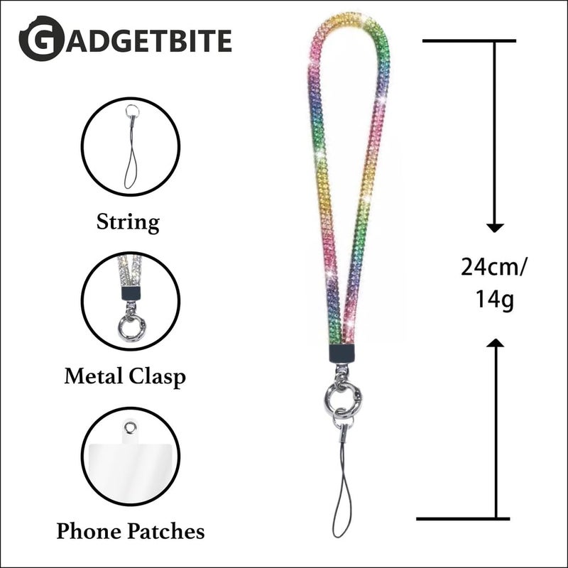 GadgetBite Small Diamond Charm Phone Lanyard: Stylish Cross-Body Mobile Holder Strap, Hands-Free Neck Chain Accessory, Ideal for iPhone & Most Smartphones with Charms for Phone Cases-(Rainbow) - Image 3