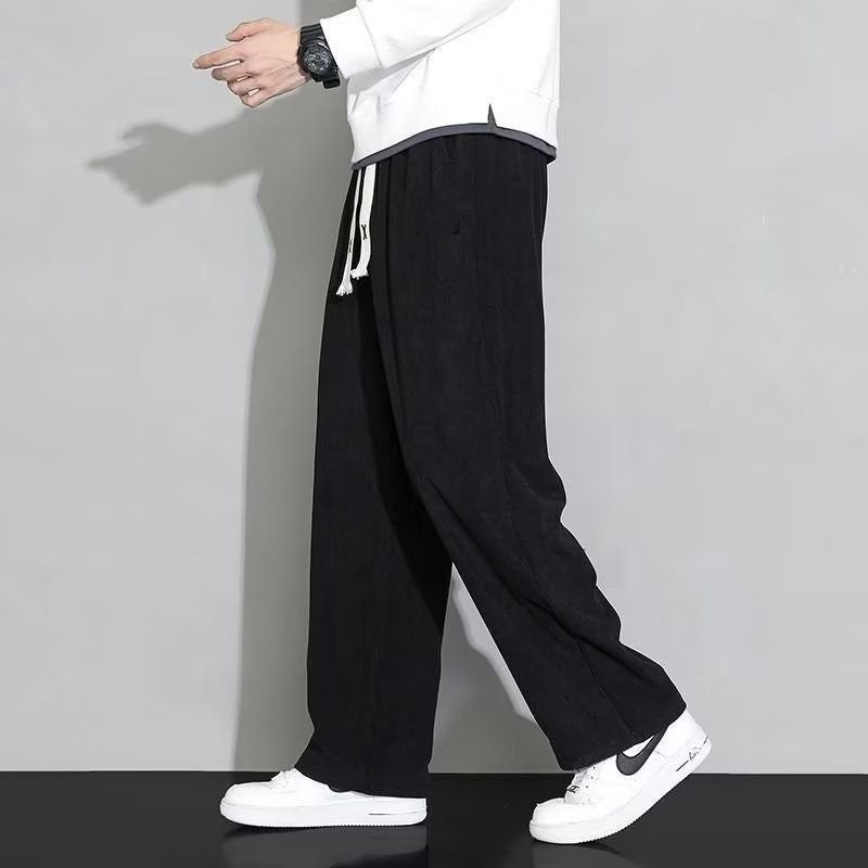 Versatile Straight-Leg Corduroy Pants for Men Apricot