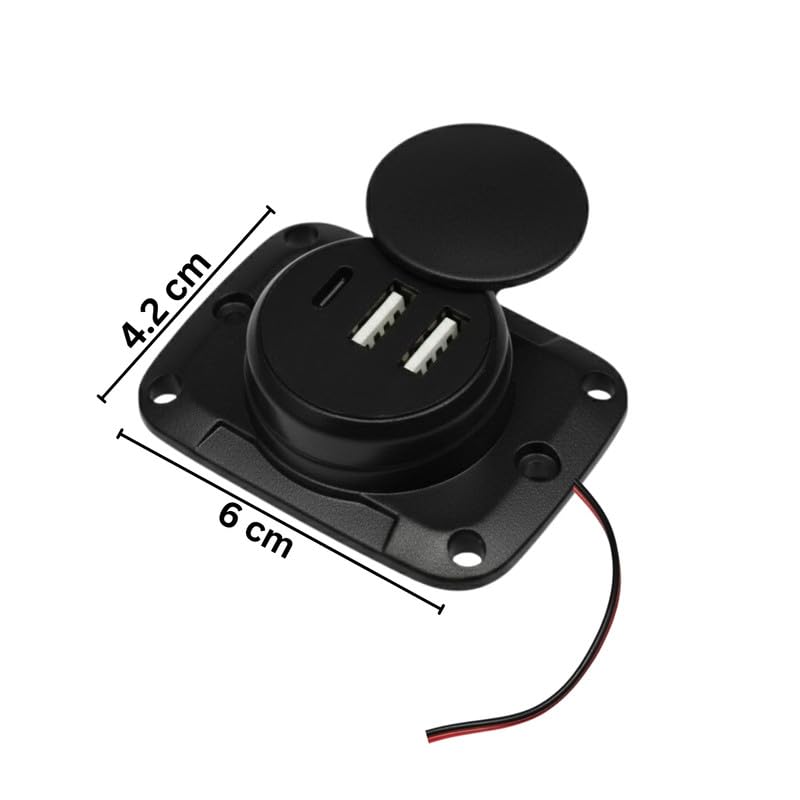 Erh India Universal 12v - 24v DC Dual USB Mobile Phone Battery Charger with Type-C Port for Bike Car Bus Truck Auto Rikshaw E-Rikshaw - Image 2