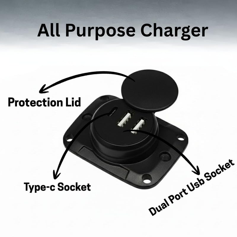 Erh India Universal 12v - 24v DC Dual USB Mobile Phone Battery Charger with Type-C Port for Bike Car Bus Truck Auto Rikshaw E-Rikshaw - Image 4