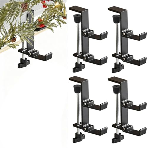 Guojanfon Christmas Stockings Holder HangerMetal Hooks for Hanging Christmas StockingsStocking Holders for Mantle for ChristmasDecorations Fold 4 Black 4 - Image 1