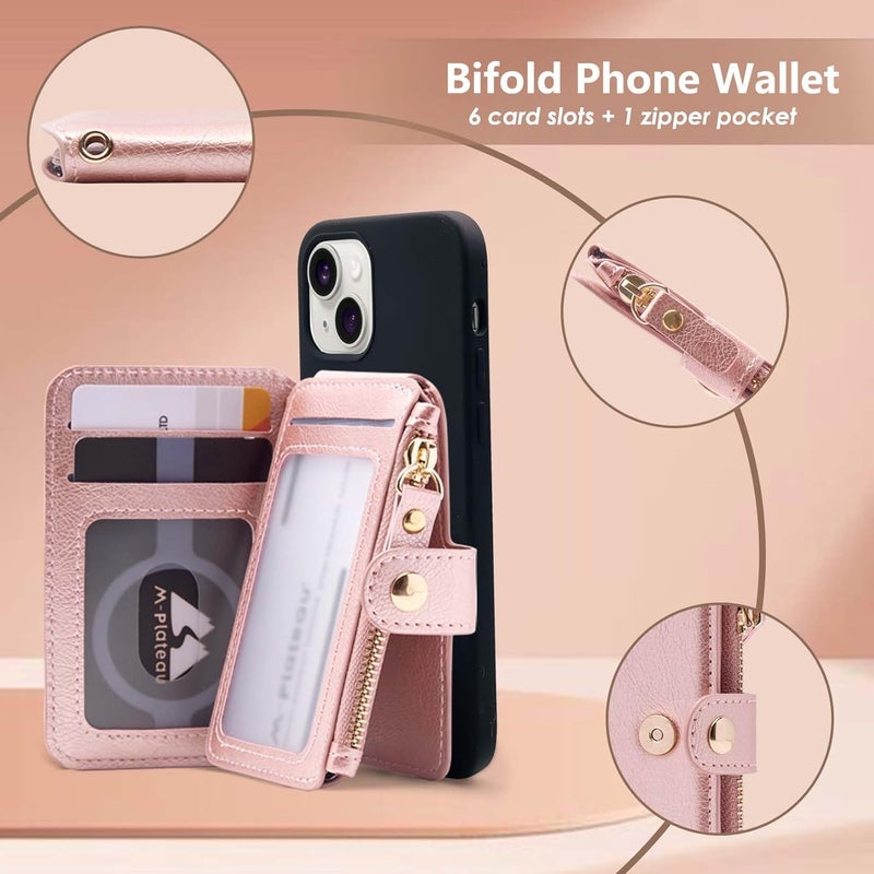 M-Plateau Foldable Phone Wallet，iPhone Card Holder Stick On with Flexible Zipper Coin Purse Multifunctional Kickstand Design, Fits 6.1 and Above Leather or Smooth Surface Phone case - Image 2