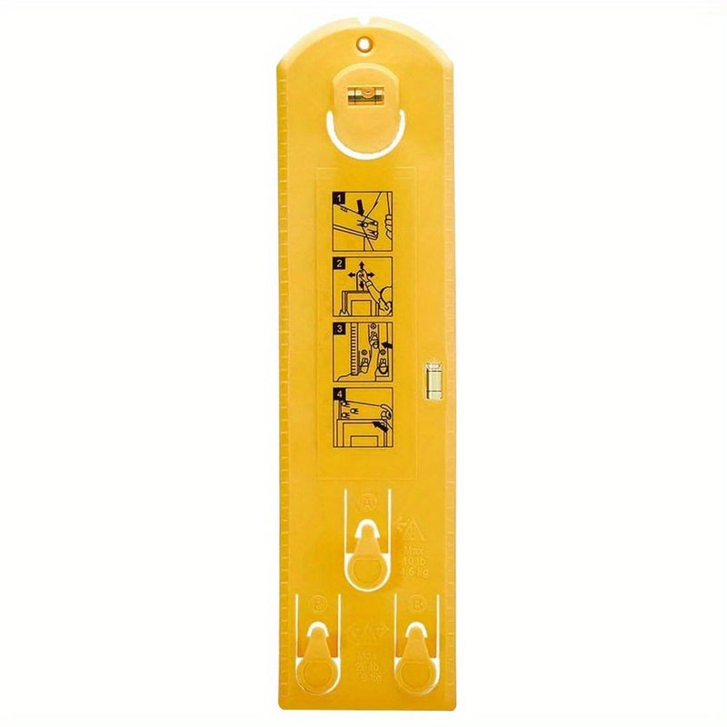 1pc Yellow Painting Tool With Built In Level Easy Frame Hanging Guide No Battery Required Abs Material Quick Alignment Tool For Wall Art Photos Posters - Image 3