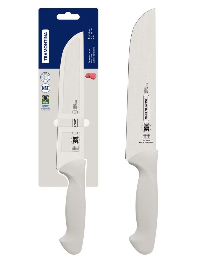 ترامونتينا سكين جزار ترامونتينا بريميوم  بوصة بشفرة ستانلس ستيل ومقبض أبيض من البولي بروبلين - Image 1