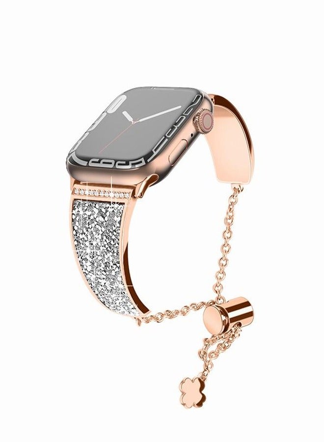 Stainless Steel Band for Apple Watch 41mm 40mm 38mm, Diamond Rhinestone Bling Dressy Bangle Bracelet Women iWatch Replacement Band SE/Series 8/7/6/5/4/3/2/1 - Image 1