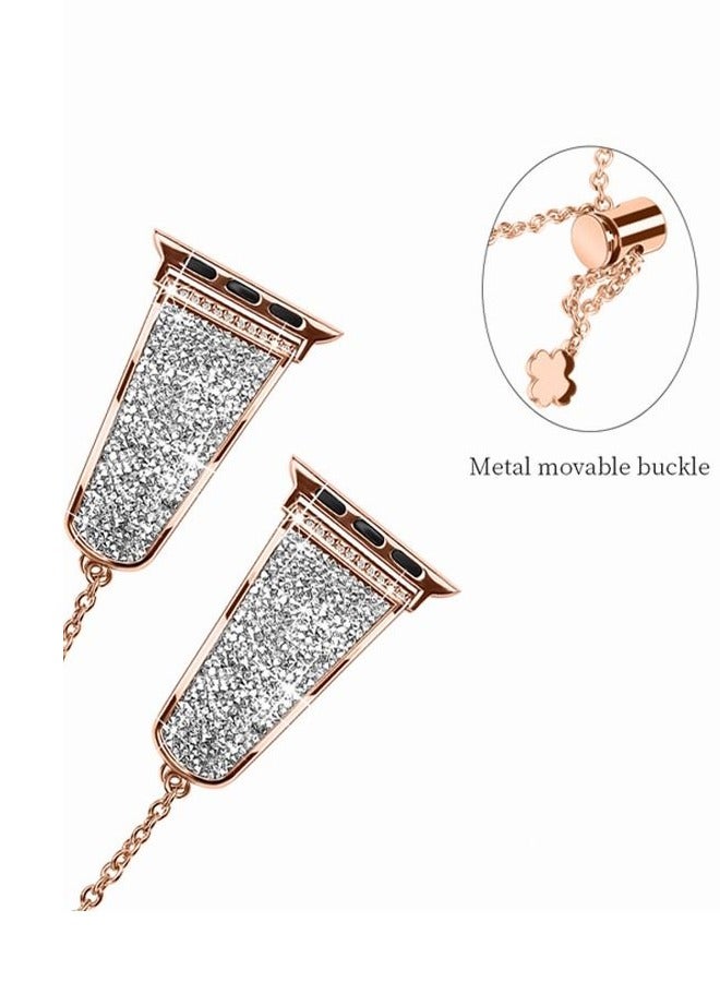 Stainless Steel Band for Apple Watch 41mm 40mm 38mm, Diamond Rhinestone Bling Dressy Bangle Bracelet Women iWatch Replacement Band SE/Series 8/7/6/5/4/3/2/1 - Image 3