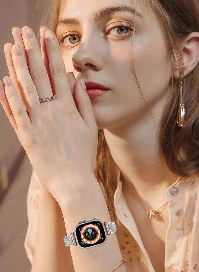 Stainless Steel Band for Apple Watch 41mm 40mm 38mm, Diamond Rhinestone Bling Dressy Bangle Bracelet Women iWatch Replacement Band SE/Series 8/7/6/5/4/3/2/1 - Image 4