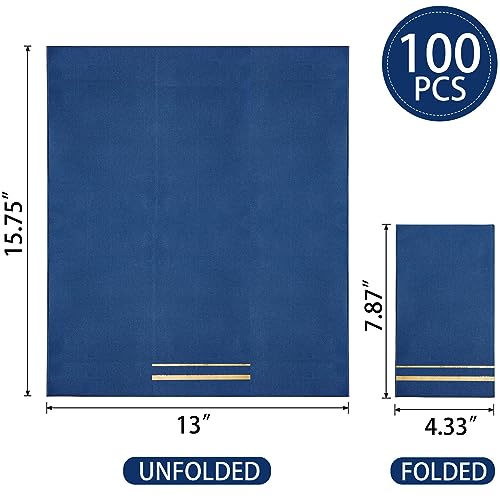 BUCLA 100-Count 3-Ply Disposable Napkins - Blue Paper Napkins Disposable Premium Quality - Dinner Napkins Disposable Soft, Absorbent for Parties, Weddings, Kitchen and Cocktail Beverage - Image 2