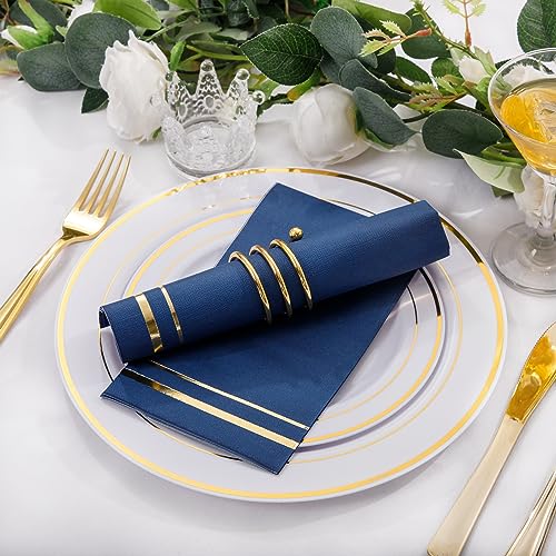 BUCLA 100-Count 3-Ply Disposable Napkins - Blue Paper Napkins Disposable Premium Quality - Dinner Napkins Disposable Soft, Absorbent for Parties, Weddings, Kitchen and Cocktail Beverage - Image 5