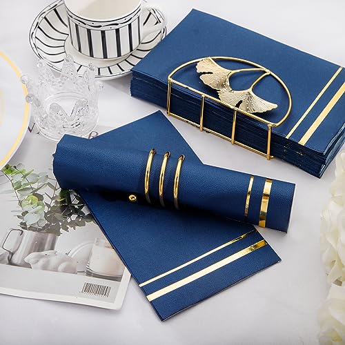 BUCLA 100-Count 3-Ply Disposable Napkins - Blue Paper Napkins Disposable Premium Quality - Dinner Napkins Disposable Soft, Absorbent for Parties, Weddings, Kitchen and Cocktail Beverage - Image 3