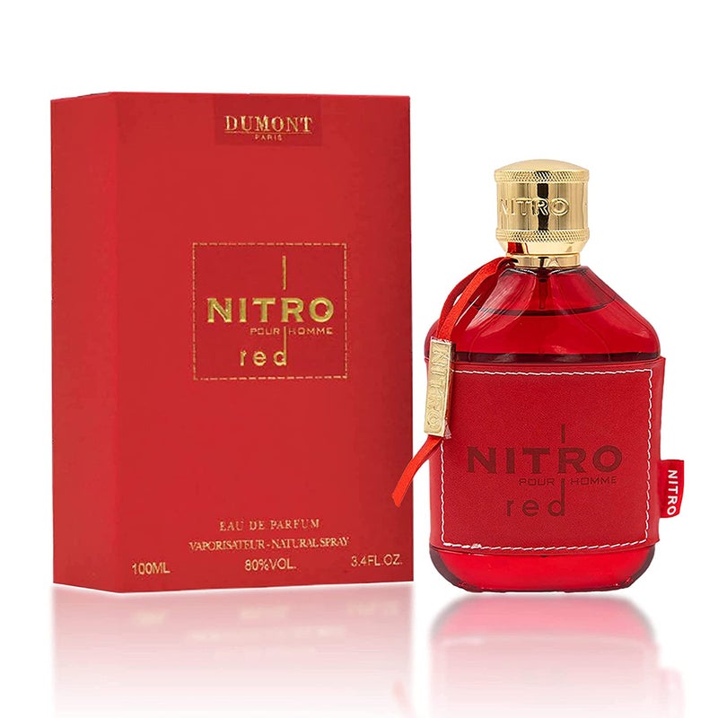 Dumont NITRO RED  34oz  Eau De Parfum  Luxury Perfume for Men  Fruit Woody Floral  Masculine Fragrance  Long Lasting Cologne Mist  Body Spray  for Him
