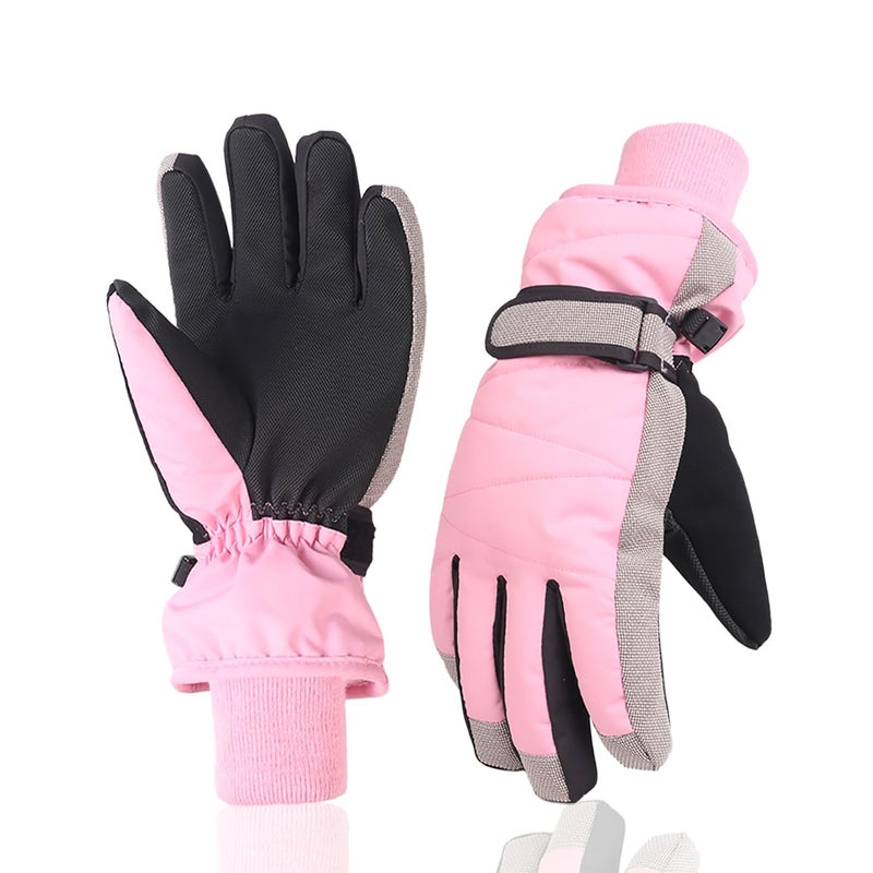 XTACER Kids Ski Snow Gloves Snowboard Winter Warm Cold Weather Gloves for Boys Girls Children Light Pink 810 Years - Image 3
