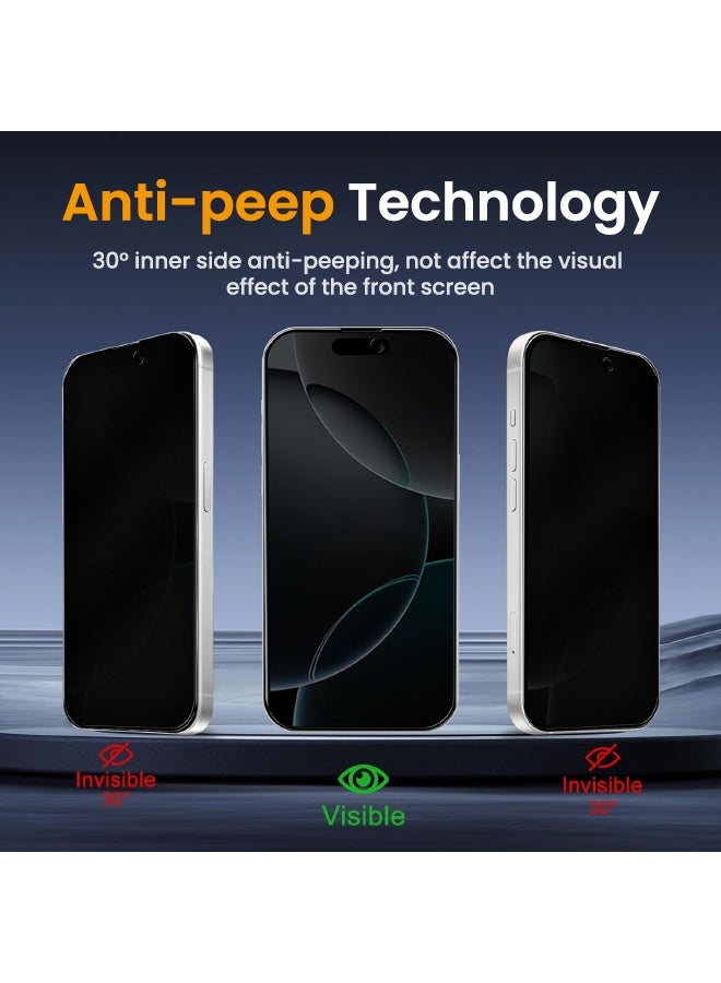 Glass 2 Pack iPhone 16 Pro Privacy Screen Protector, [30° Anti-Spy] [9H Hardness] [Anti Scratch] [Bubble Free] Tempered Screen Protector for iPhone 16 Pro 6.3 inch (Boxed, 2PCS) - Image 3