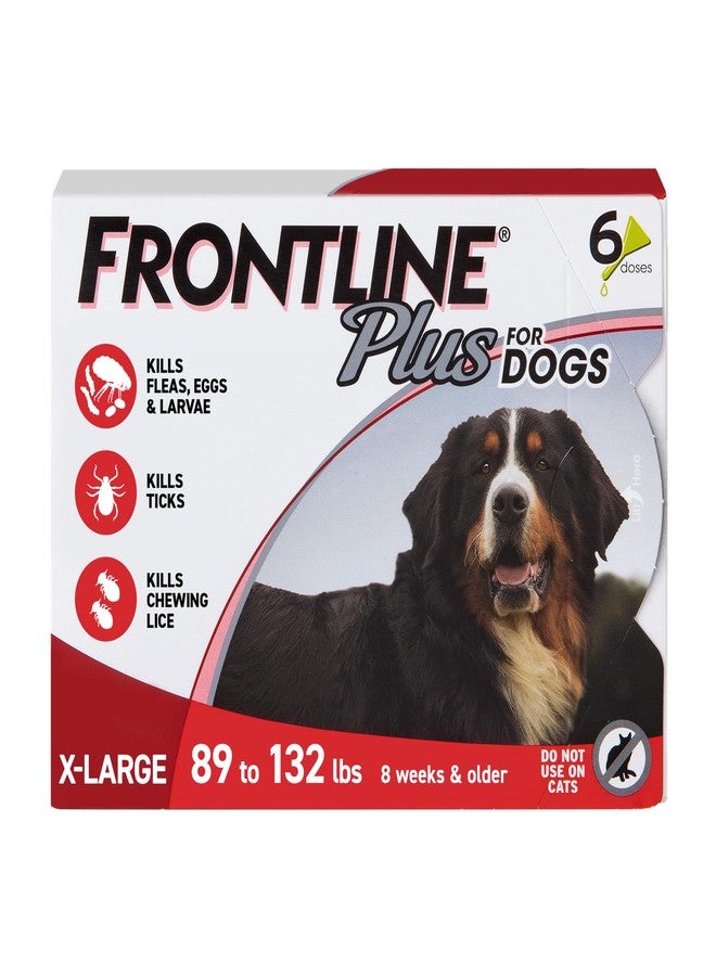 FRONTLINE Plus for Dogs Flea and Tick Treatment (Extra Large Dog, 89-132 lbs.) 6 Doses (Red Box) - Image 1