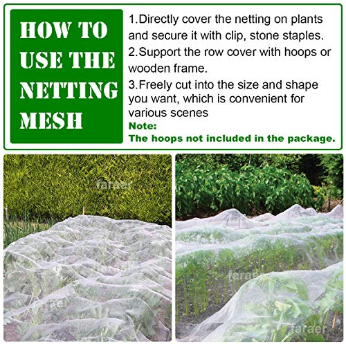 FARAER Garden Netting, Plant Covers 10x33Ft Net Ultra Fine Mesh Protection Netting for Vegetable Plants Fruits Flowers Crops Greenhouse Row Cover Raised Bed Barrier Screen Protection Net Cover - Image 3
