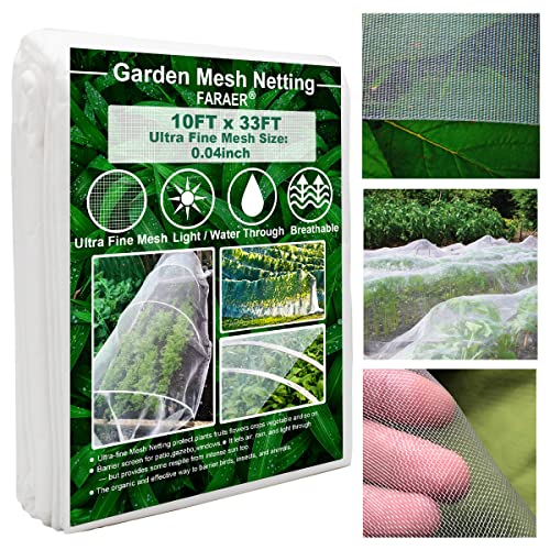 FARAER Garden Netting, Plant Covers 10x33Ft Net Ultra Fine Mesh Protection Netting for Vegetable Plants Fruits Flowers Crops Greenhouse Row Cover Raised Bed Barrier Screen Protection Net Cover - Image 1